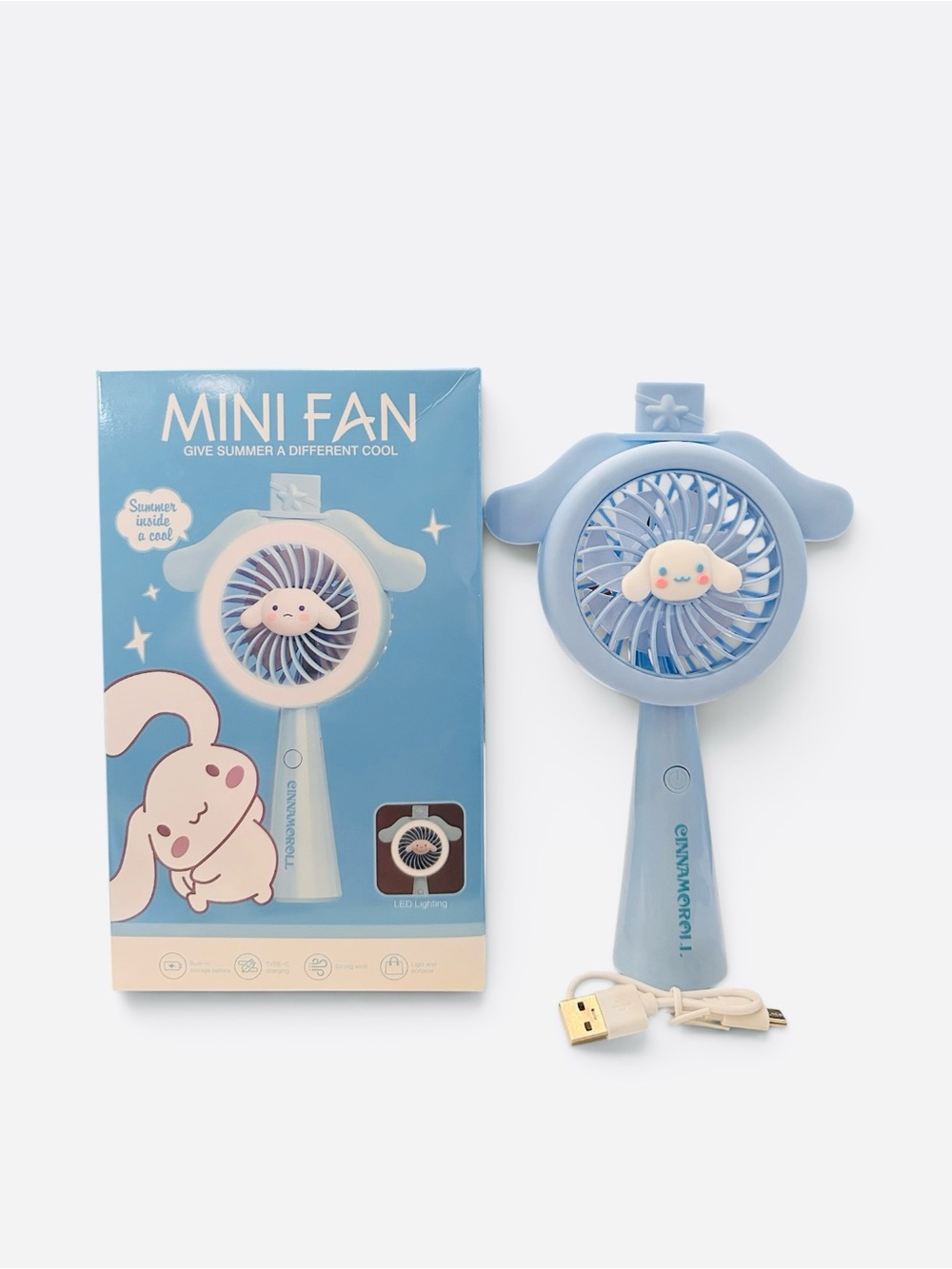 Cinnamoroll-Inspired Mini Handheld Fan LED USB